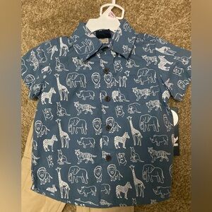 Blue Animal Print Kids Shirt
